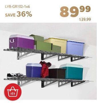 Shopper+ Wall shelf garage storage rack 2-pack, 12" * 72", black - livingbasics offer