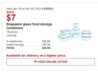 Costco Snapware glass food storage containers offer