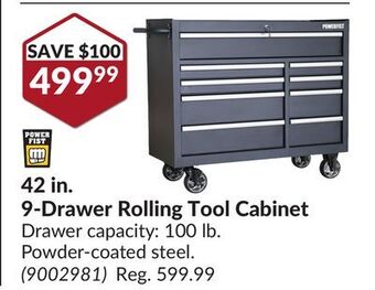 Princess Auto 42 in. 9-drawer rolling tool cabinet offer