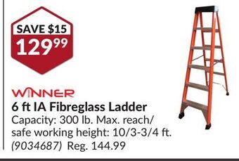 Princess Auto 6 ft ia fibreglass ladder offer