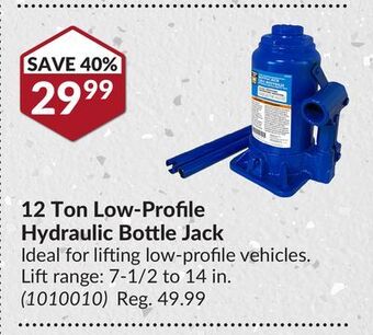 Princess Auto 12 ton low-profile hydraulic bottle jack offer