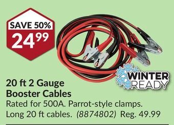 Princess Auto 20 ft2 gauge booster cables offer
