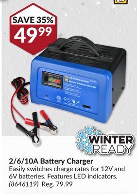 Princess Auto 2/6/10a battery charger offer