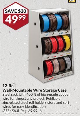 Princess Auto 12-roll wall-mountable wire storage case offer