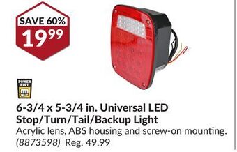 Princess Auto 6-3/4 x 5-3/4 in. universal led stop/turn/tail/backup light offer