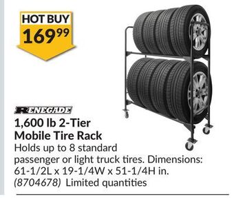 Princess Auto 1,600 lb 2-tier mobile tire rack offer
