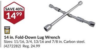 Princess Auto 14 in. fold-down lug wrench offer