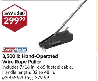 Princess Auto 3,500 lb hand-operated wire rope puller offer
