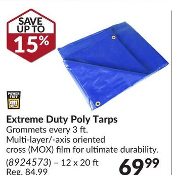 Princess Auto Extreme duty poly tarps grommets offer