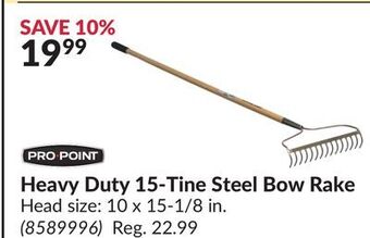 Princess Auto Heavy duty 15-tine steel bow rake offer