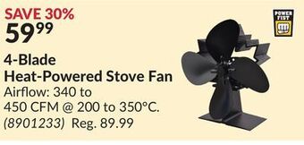 Princess Auto 4-blade heat-powered stove fan offer