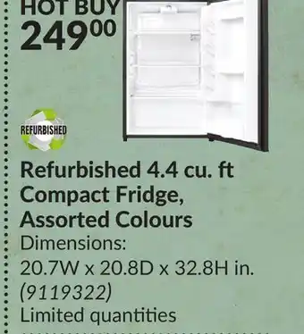 Princess Auto Refurbished 4.4 cu. compact fridge, assorted colours offer