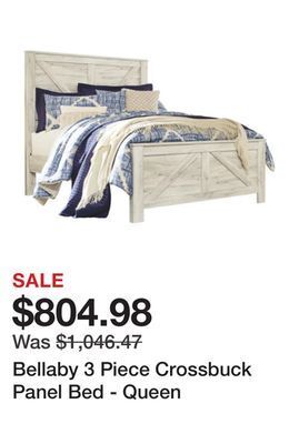 Ashley Furniture Bellaby 3 piece crossbuck panel bed - queen offer