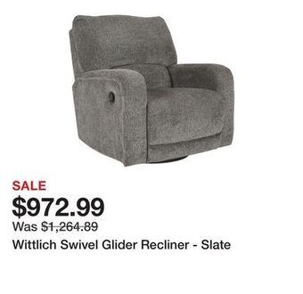 Ashley Furniture Wittlich swivel glider recliner - slate offer