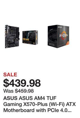 Newegg Asus am4 tuf gaming x570-plus (wi-fi) atx motherboard with pcie 4.0 dual m.2 12+2 with dr. mos power stage hdmi dp sata 6gb/s offer