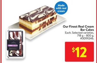Walmart Our finest real cream bar cakes offer