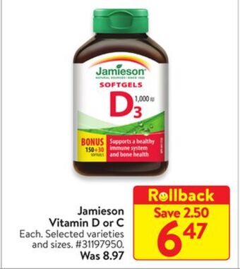 Walmart Jamieson vitamin d or c offer
