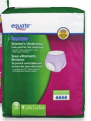 Walmart Equate incontinence underwear offer