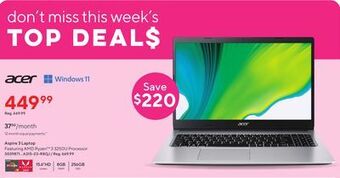 Staples Acer aspire 3 laptop offer