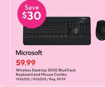 Staples Microsoft wireless desktop 3050 bluetrack keyboard & mouse combo offer