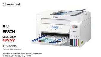 Staples Epson ecotank et-4850 colour all-in-one printer offer