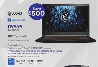 Staples Msi gaming laptop offer