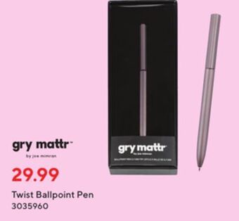 Staples Gry mattr twist ball point pen offer
