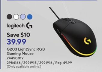 Staples Logitech g203 lightsync rgb gaming mouse offer
