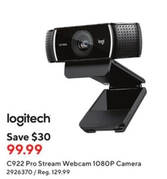 Staples Logitech c922 pro stream webcam 1080p camera offer