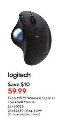 Staples Logitech ergo m575 wireless optical trackball mouse offer