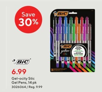 Staples Bic gel-ocity stic gel pens, 14 pk offer