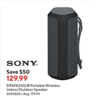 Staples Sony srsxe200/b portable wireless indoor/outdoor speaker offer