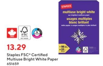 Staples Staples fsc-certified multiuse bright white paper offer