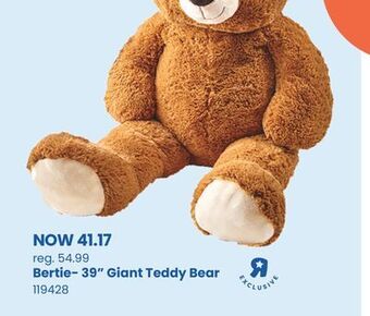 Toys R us Bertie- 39" giant teddy bear offer