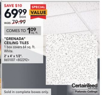 Lowe's Certainteed "grenada" ceiling tiles offer