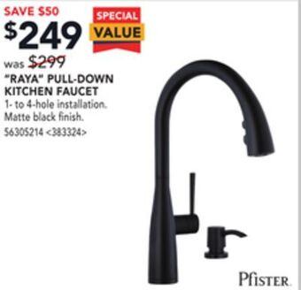 Lowe's Pfister "raya" pull-down kitchen faucet offer