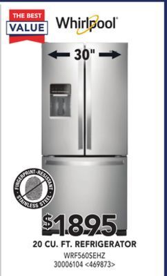 Lowe's Whirlpool 20 cu. ft. refrigerator offer