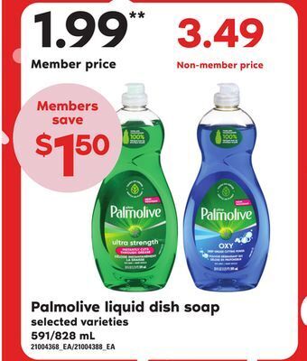 Loblaws Palmolive liquid dish soap, 591/828 ml offer