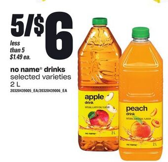 Loblaws No name® drinks, 2 l offer