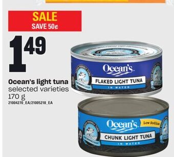 Loblaws Ocean's light tuna, 170 g offer