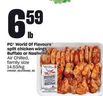 Loblaws Pc® world of flavours split chicken wings buffalo or nashville offer