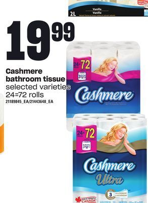 Loblaws Cashmere bathroom tissue, 24=72 rolls offer