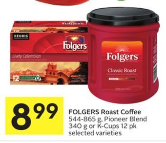 Foodland Folgers roast coffee 544-865 g, pioneer blend 340 g or k-cups 12 pk selected varieties offer
