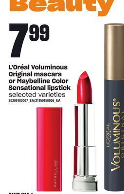 Loblaws L'oréal voluminous original mascara or maybelline color sensational lipstick offer