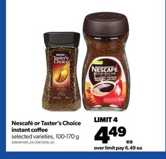 Real Canadian Superstore Nescafé or taster's choice instant coffee, 100-170 g offer