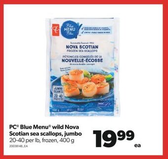 Real Canadian Superstore Pc® blue menu® wild nova scotian sea scallops, jumbo, 400 g offer