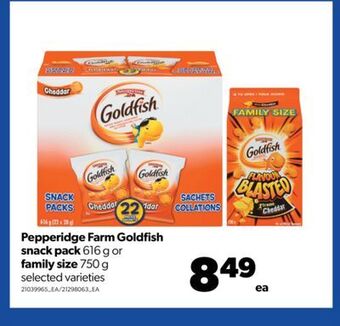Real Canadian Superstore Pepperidge farm goldfish snack pack 616 g or family size 750 g offer