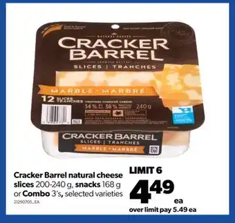 Real Canadian Superstore Cracker barrel natural cheese slices 200-240 g, snacks 168 g or combo 3's offer