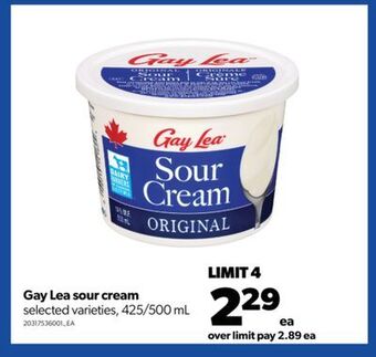 Real Canadian Superstore Gay lea sour cream, 425/500 ml offer