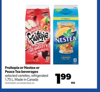Real Canadian Superstore Fruitopia or nestea or peace tea beverages, 1.75 l offer